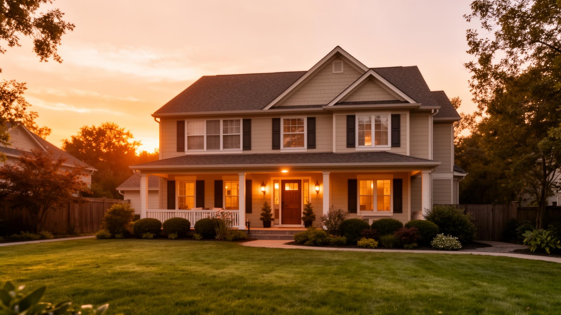 Beautiful family home at sunset